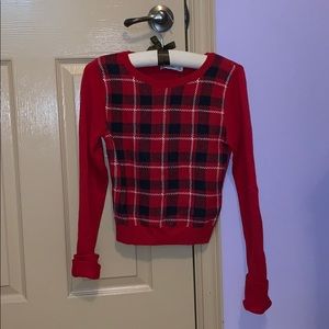 Red and black plaid sweater
